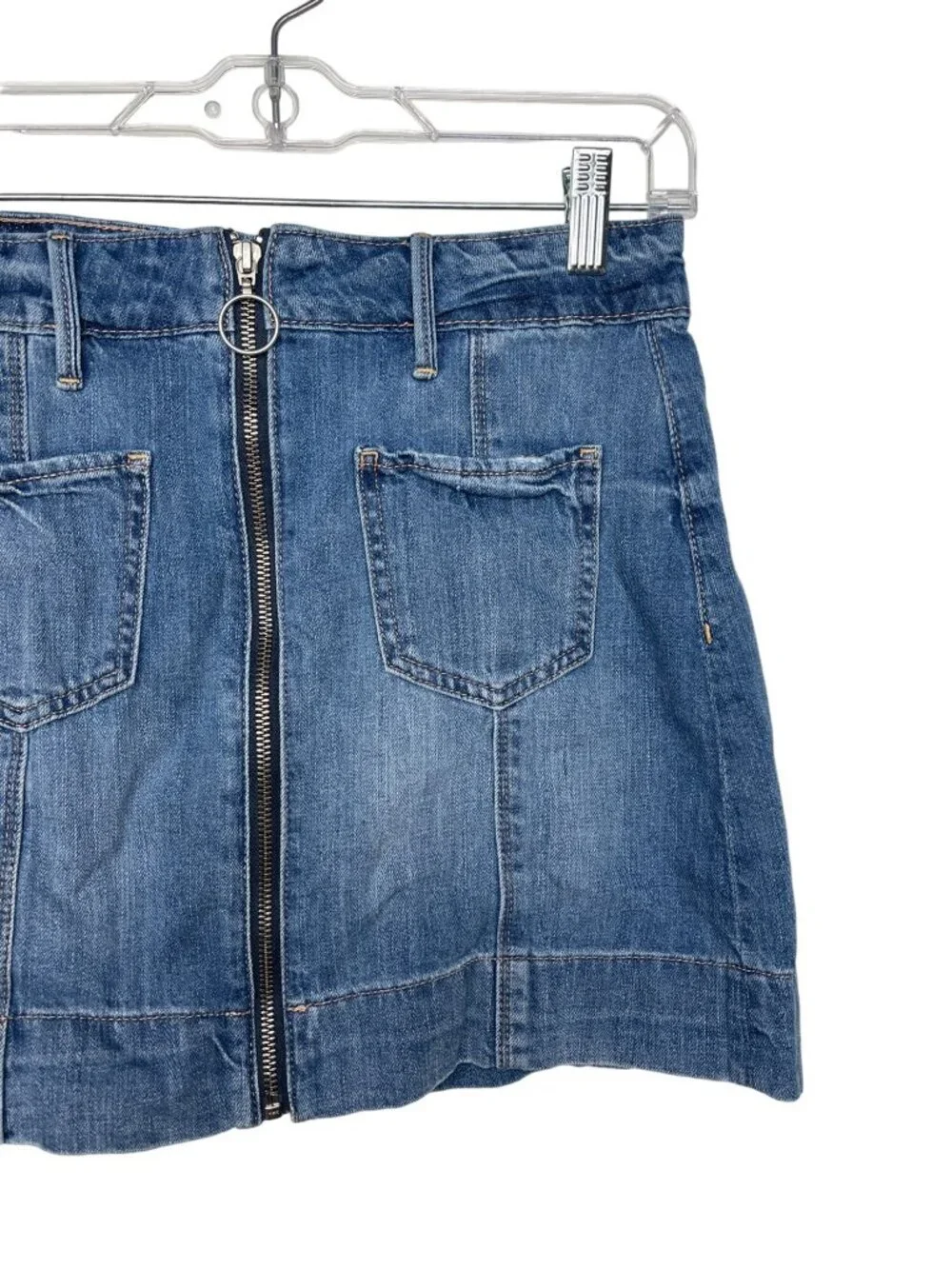 American Eagle Denim Mini Skirt Womens Size 2 Blue High Rise Zip Front A Line